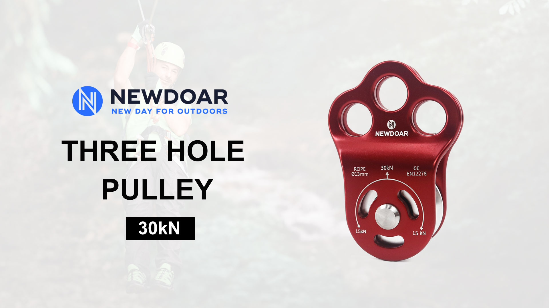 Poulie D'escalade NewDoar 30 KN CE | Micro Poulie 3 Trous Pour Corde Max 13 Mm | Roulement à Billes