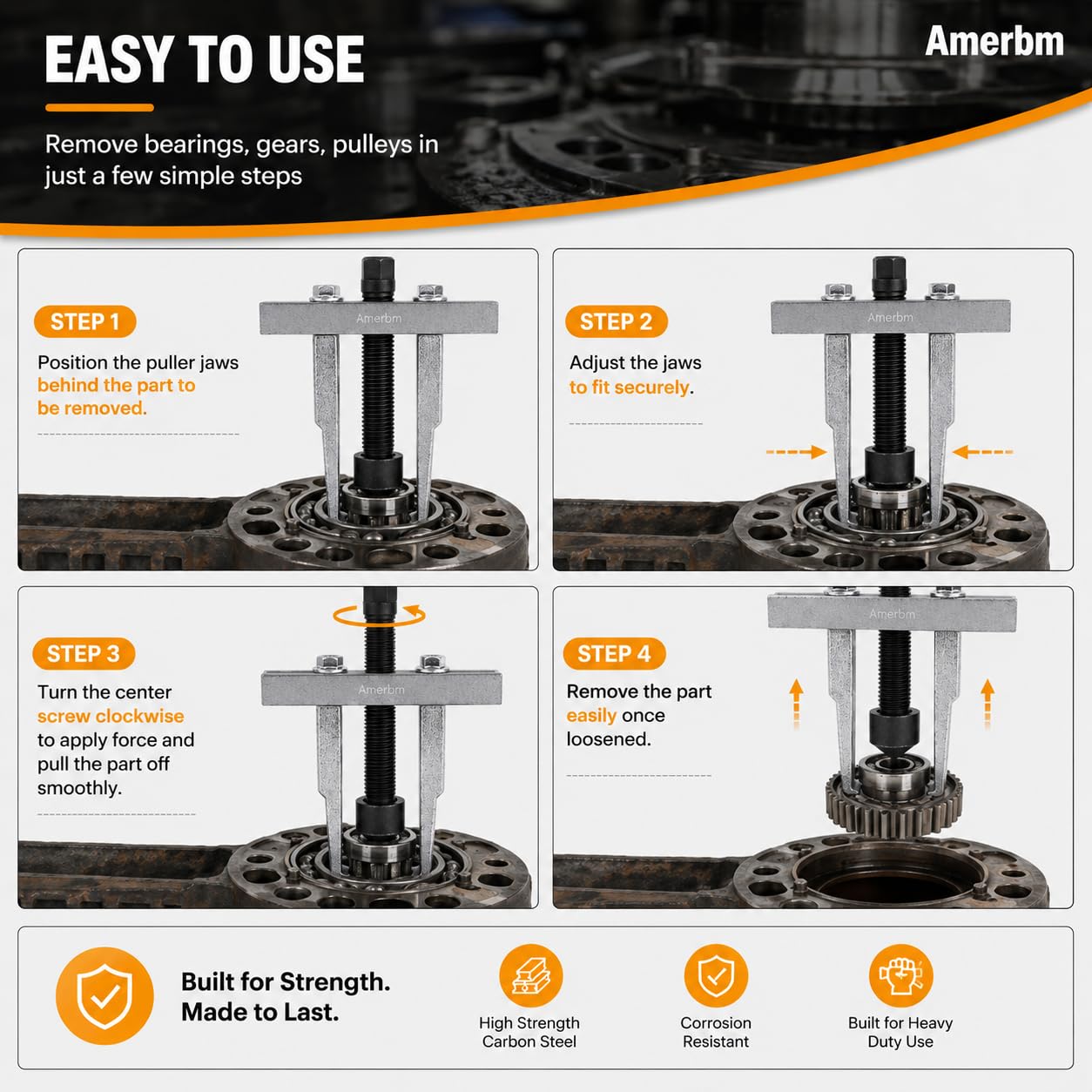 Amerbm 2 Jaw Bearing Puller, Adjustable Two Jaw Puller Tool for