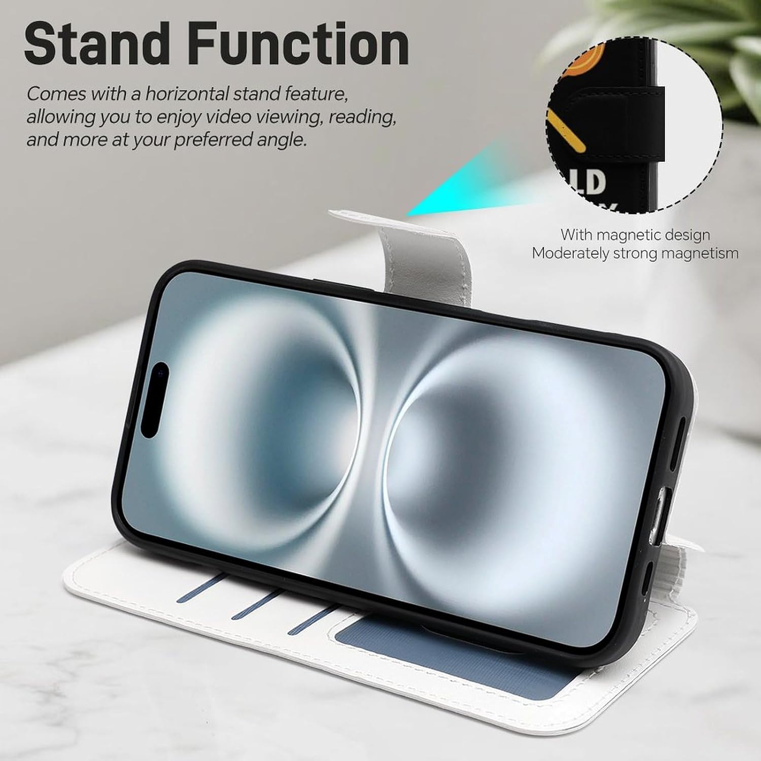 World Food Day Compatible with iPhone 16/16 Plus/16 Pro/16 Pro Max/16 E Case Phone Wallet Card Holder Flip Cover with Wrist Strap