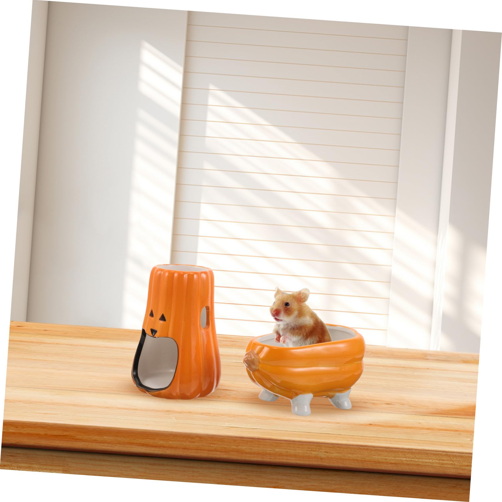 KOMBIUDA Keramik Hamster Trinkflaschenhalter mit Breitem Rutschfestem Standfuß Multifunktional als Wasserspender und Versteck Robust Kompakt für Hamster Mäuse Ratten und Kleine Haustiere