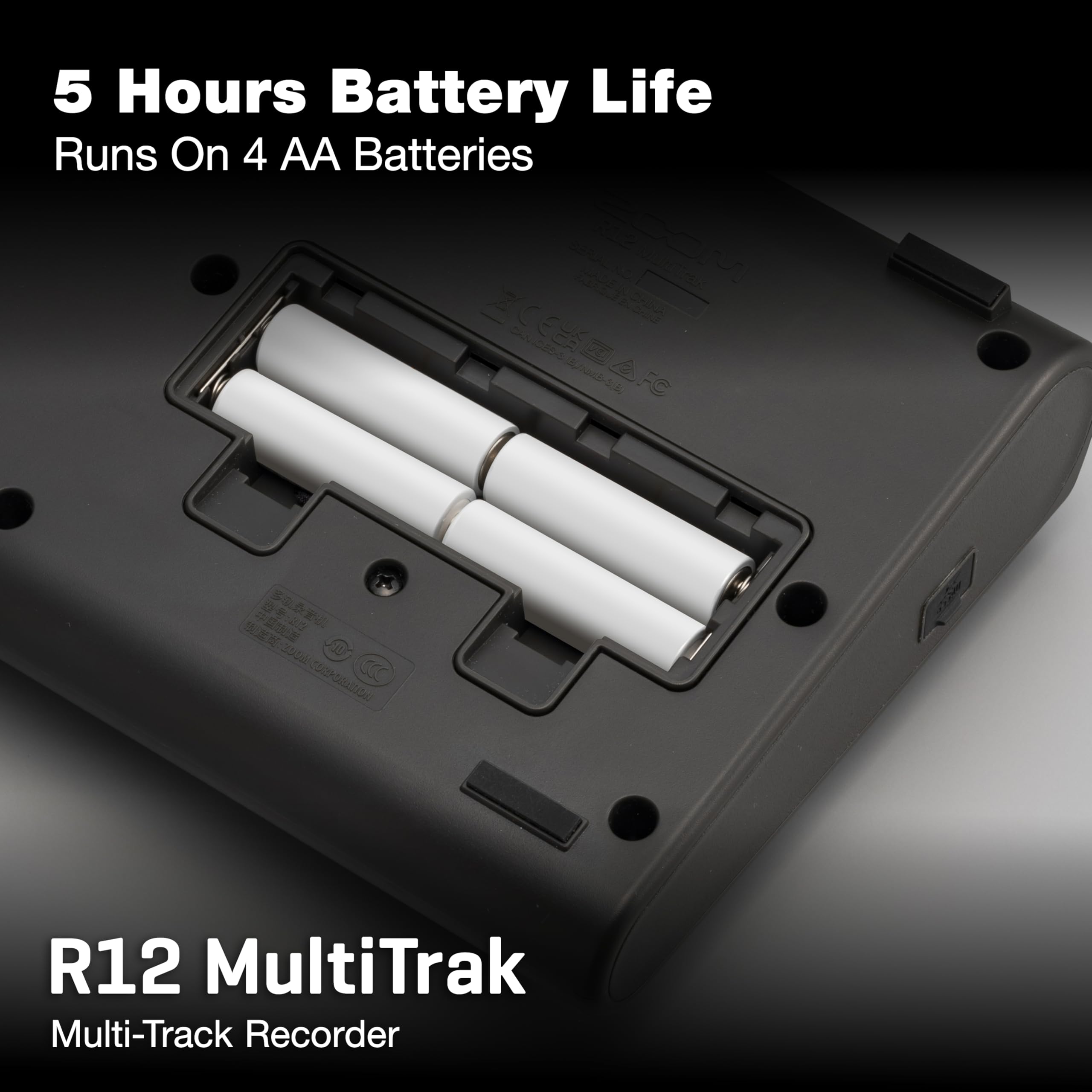 Zoom Enregistreur portable multi-pistes R12, avec écran tactile, édition intégrée, 8 pistes, 2 entrées combinées, effets, synthétiseur, boucles de batterie, alimentation par batterie et interface
