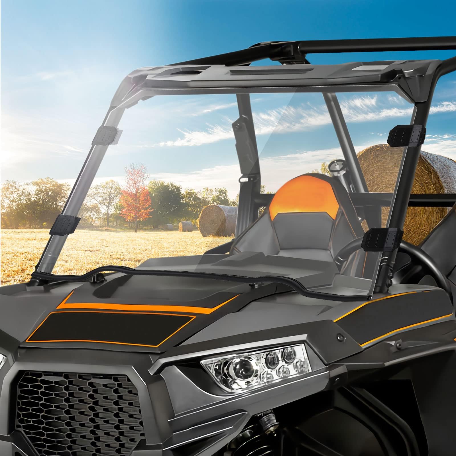 KEMIMOTOFront Full Windshield, Scratch Resistant Hard-coated Polycarbonate Compatible with 2014-2018 Polaris RZR 1000 / XP 1000 / 4 1000 / 15-18 RZR 900 RZR 1000 XP Windshield