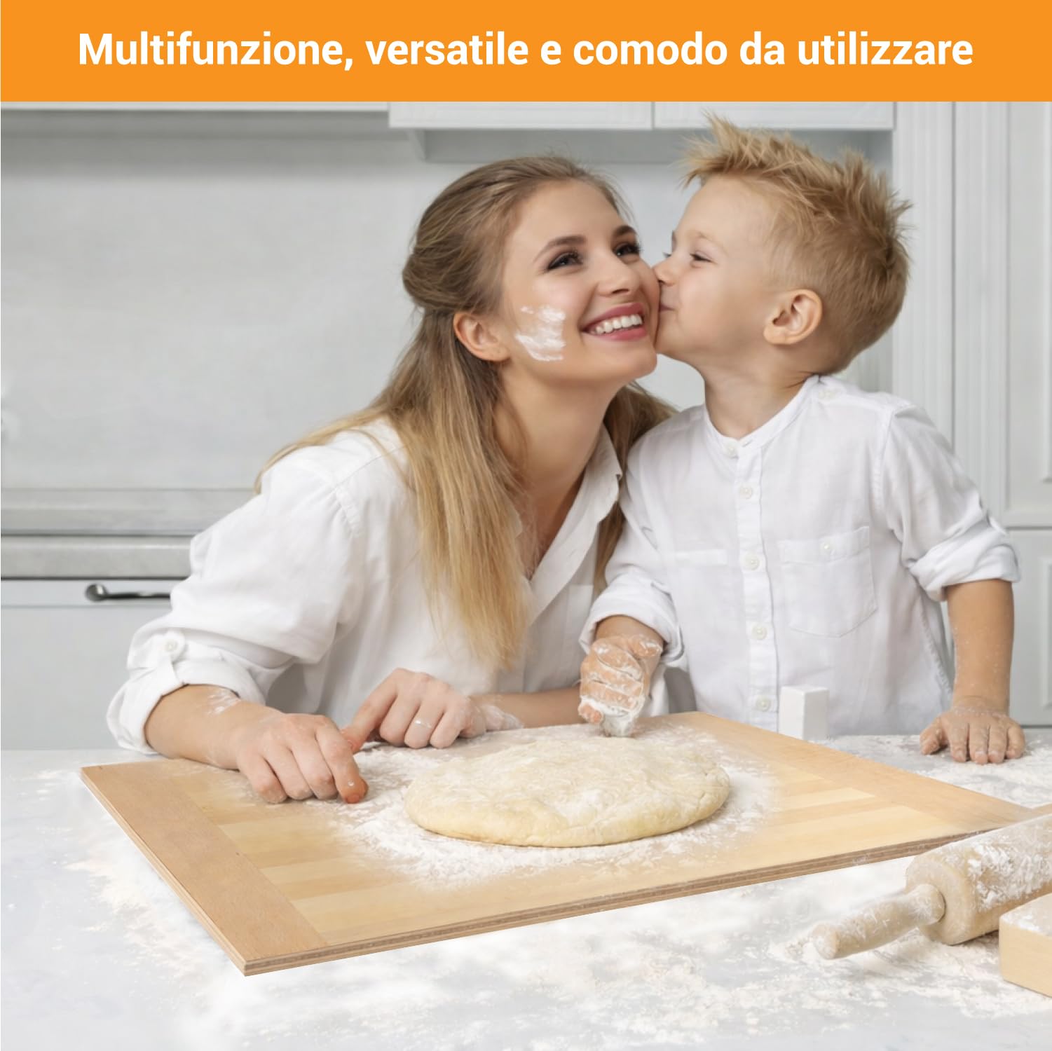 Crisalide® Asse da Pasta 80x60 cm in Multistrato di Pioppo – Spianatoia per Impasto e Lavorazione Pasta Fresca – Tagliere da Cucina Professionale e Casalingo