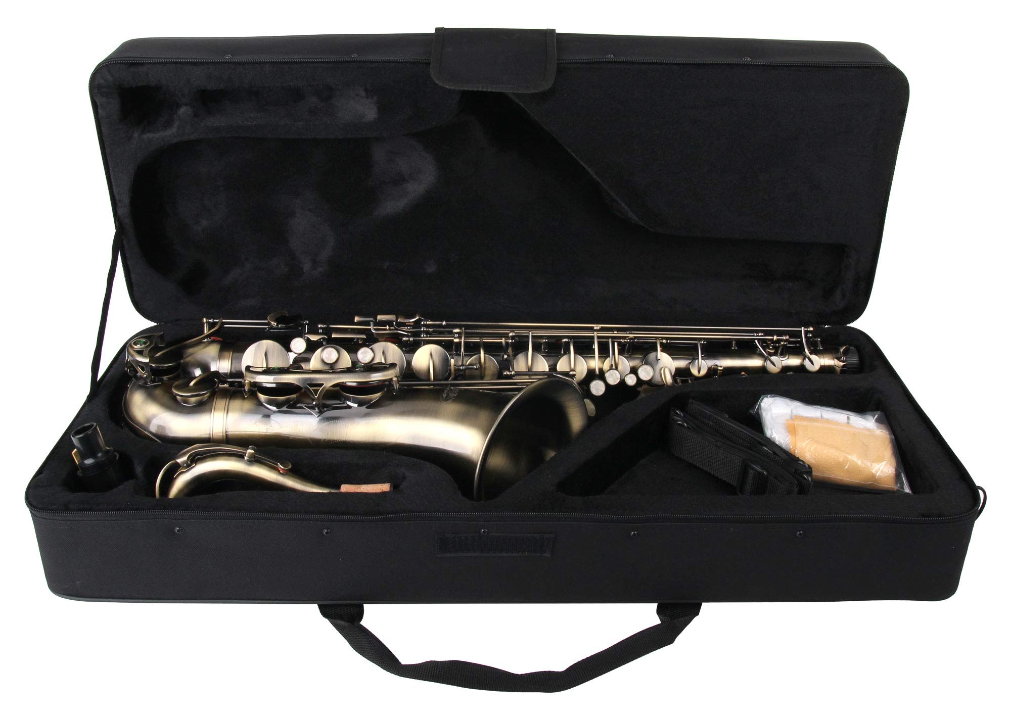 Classic Cantabile TS-450 Antique Yellow Saxophone Ténor Sib - Accordage Sib - Clé de Fa# aigu - Pack Économique incluant 10 Anches de Saxophone