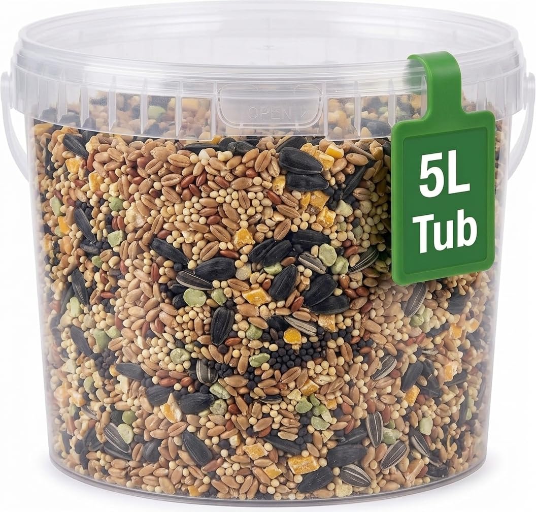 5L Standard Mix Seed Tub, Wild Bird Seed for Small Garden Birds, Robin Food, Bird Food for Outside Wild Birds