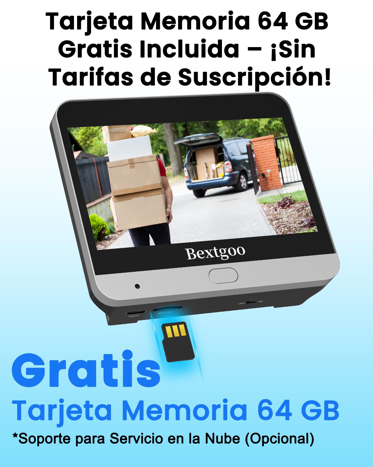 Bextgoo Mirilla Digital Puerta, 2K Videoportero con Pantalla Interior 4,3" | con Tarjeta 64GB, Batería 8000mAh, Gran Angular 170°, Detección IA, Audio Bidireccional, Visión Nocturna, para Pisos y Casas