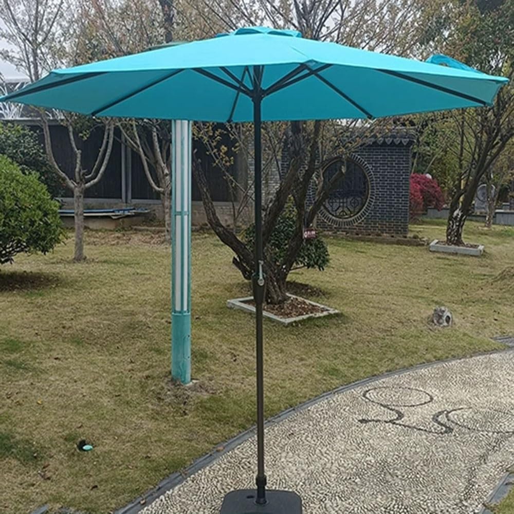 270cm Ombrello Da Patio Anti UV Ombrellone Da Giardino 8 Costole | Rotondo Ombrellone Da Balcone Con Manovella Parasole Inclinabile Palo In Acciaio