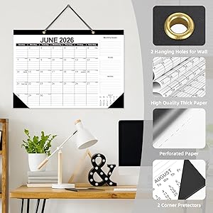 2026 Calendar Desk Calendars 2026-2027 Wall Calendar from January 2026 to June 2027,18 Months 17"12" Thick Paper for Office School Home