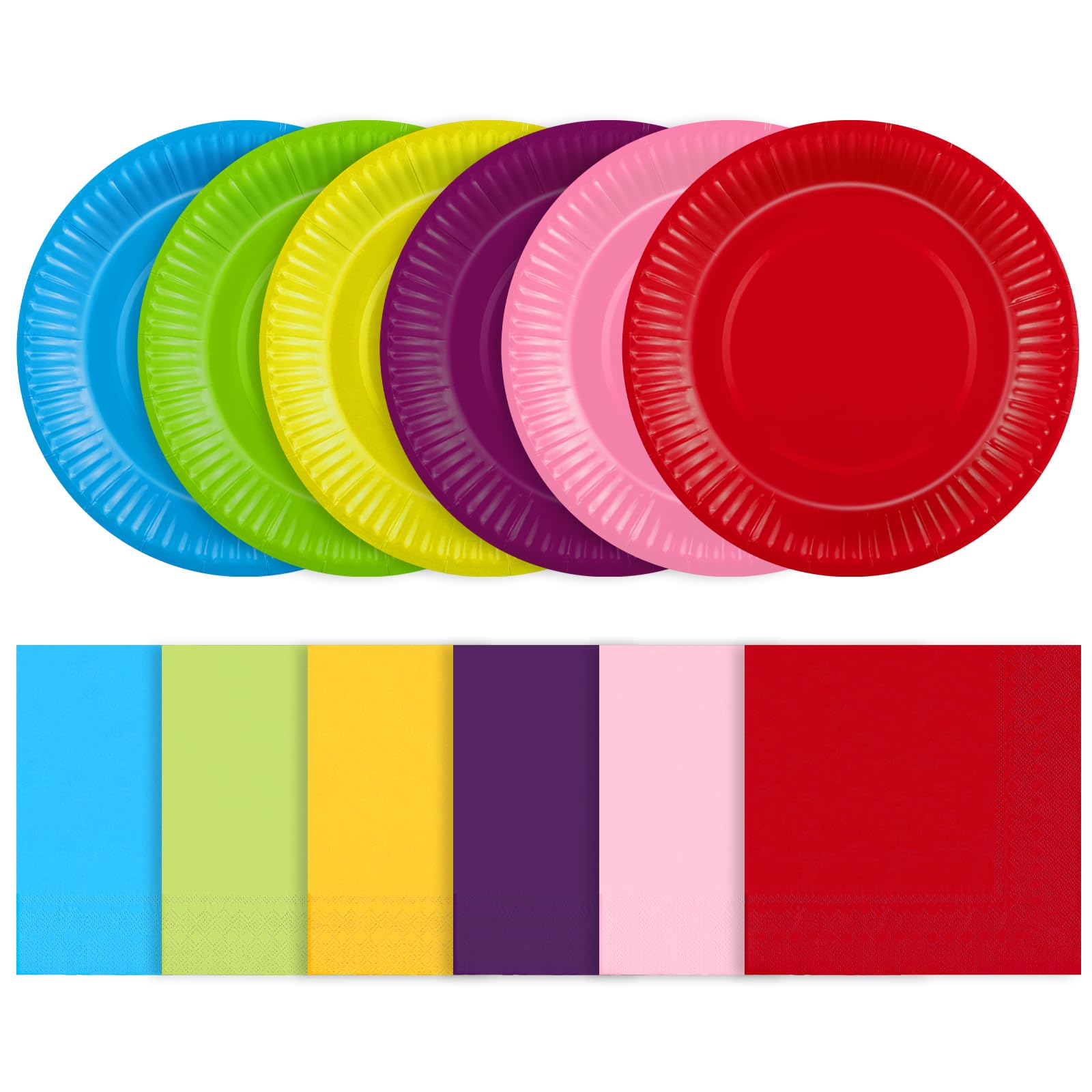60 Pcs Colorful Paper Plates and Napkins Rainbow Party Tableware Serve 30