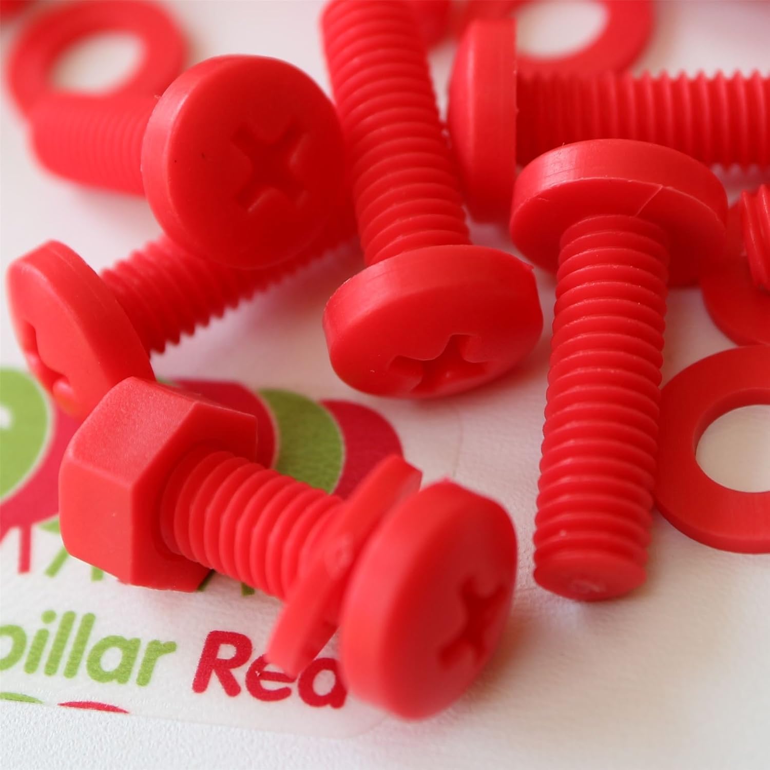 20 x Red Pan Head Screws Polypropylene (PP) Plastic Nuts