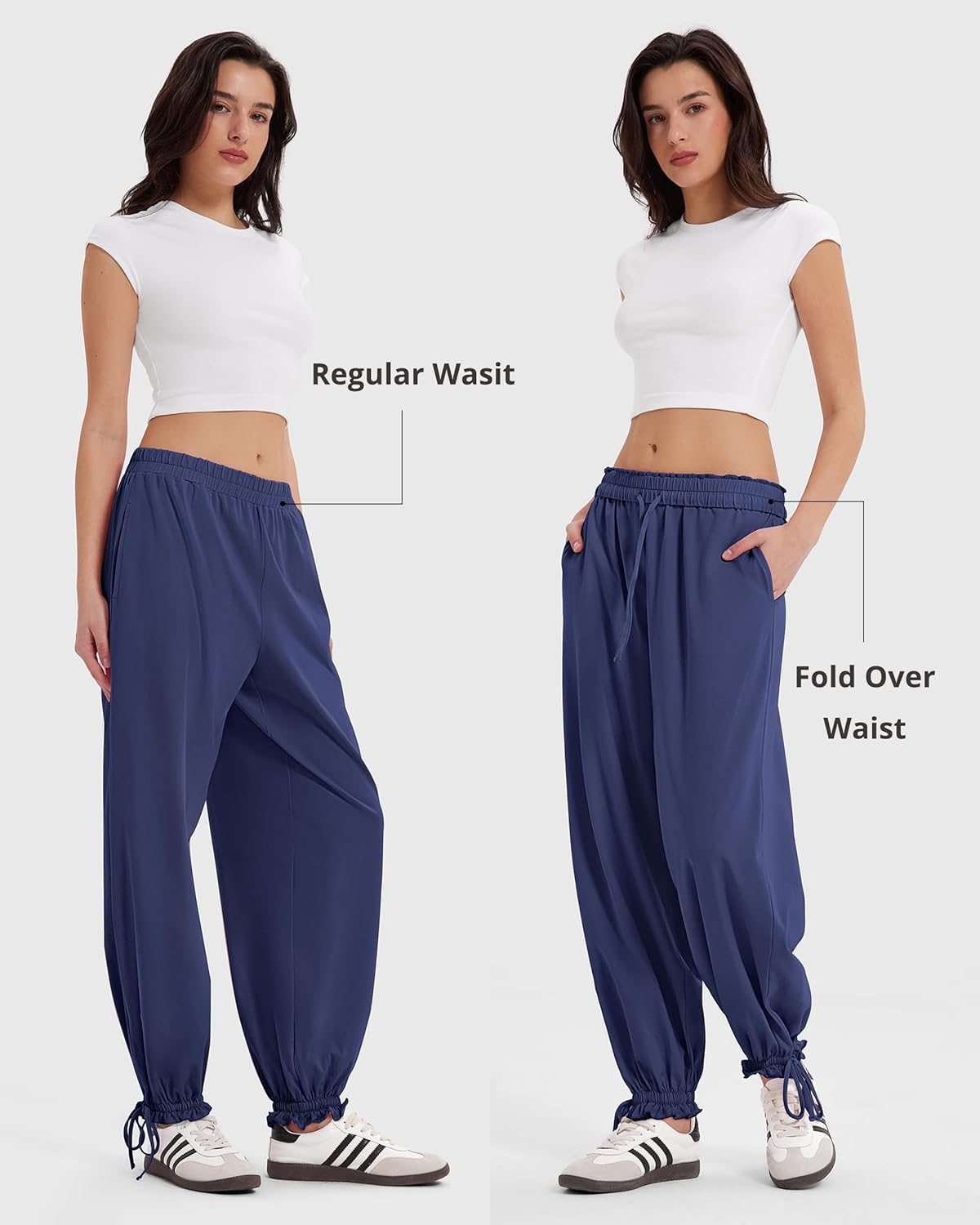 MOOSLOVER Women Drawstring Flod Over Jogger Pants Comfy Cotton Sweatpants Lightweight Casual Athletic Lounge Pants - Image 2