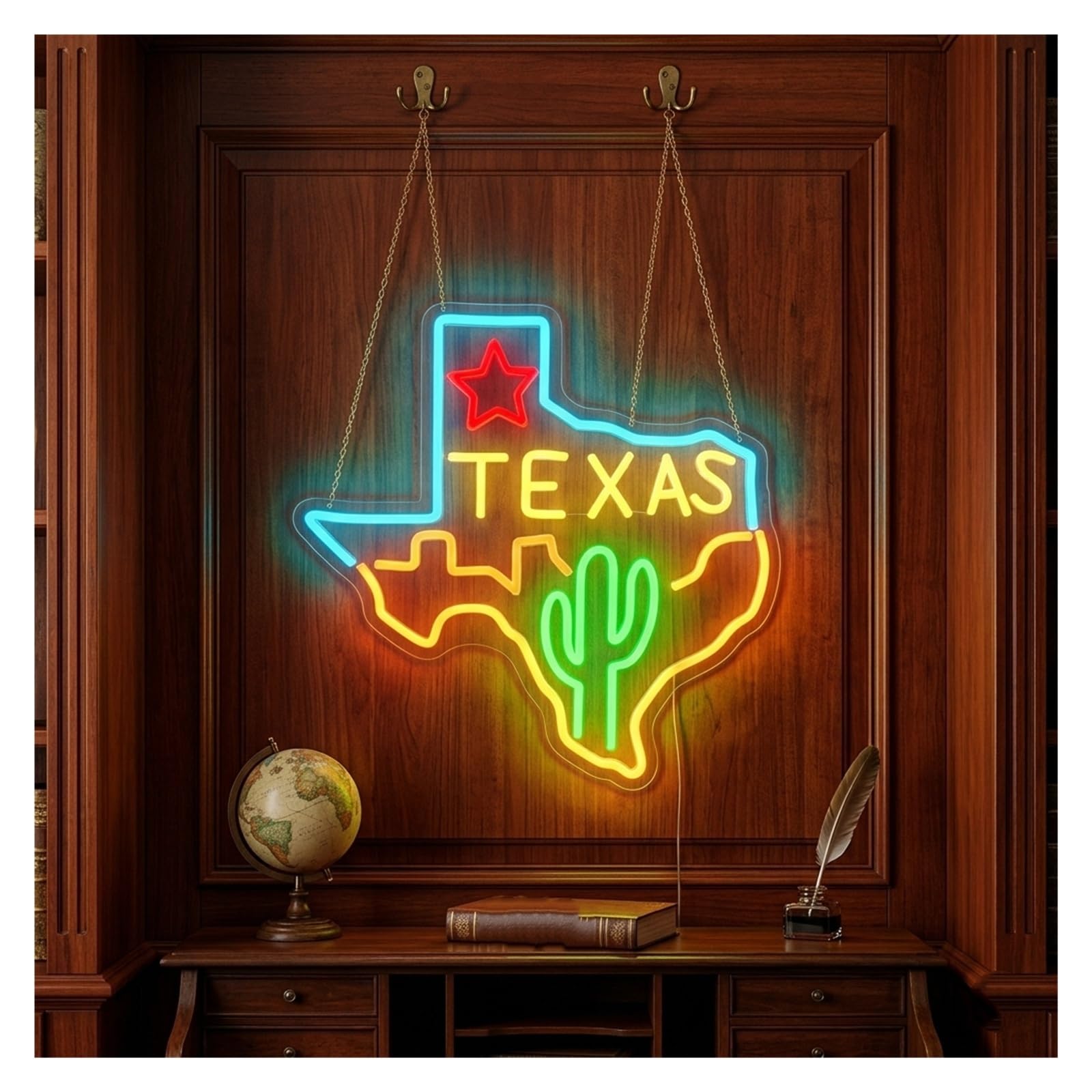 Hängende Kunst Leuchtreklamen Texas Neonschild LED-Licht Dimmbar USB-betrieben Für Bar Club Schlafzimmer Männerhöhle Restaurant Party Geburtstagsdeko 14.09inx13.786in