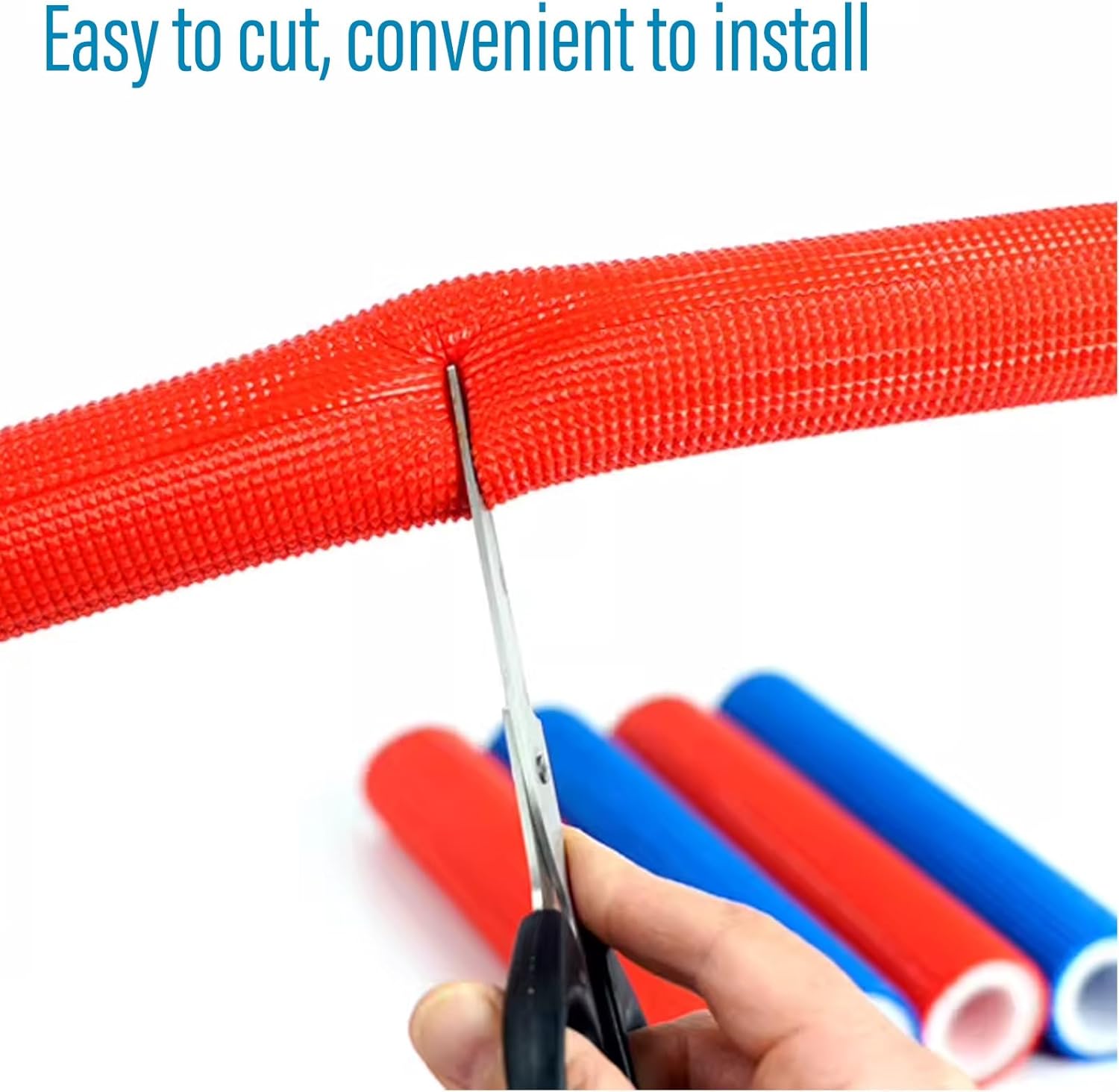 High-Density EPE Foam Pipe Insulation - 7mm Thick, 4.9ft Length, for Indoor/Outdoor Use, Hot/Cold Water Pipe Covers, 3 Colors Available (Blue, ID 5/8" x T 9/32")