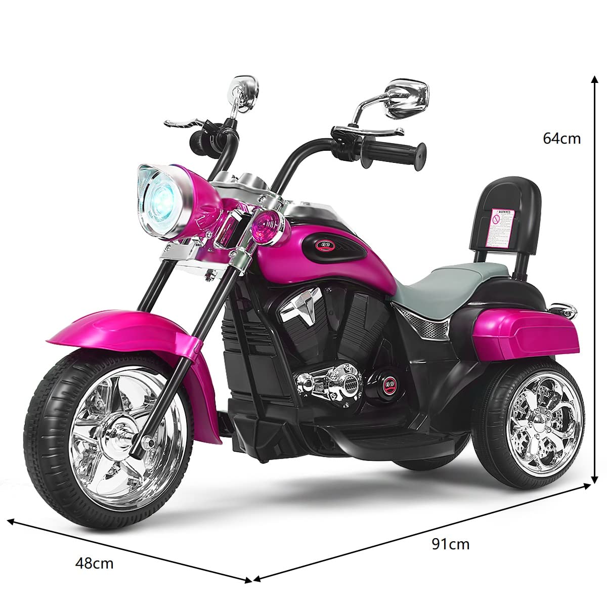 GOPLUS 6V Elektromotorrad für Kinder, Dreirad Kindermotorrad mit Vor-und Rückwärtsschalter, Elektrisches Motorrad, Mortorcycle, Elektrofahrzeug für Kinder ab 3 Jahre (Rosarot)