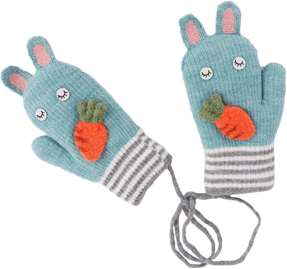 PURFUN Kids Cute Thermal Thick Plush Lining Knitted Gloves Winter Camping Cycling Ski Snowboarding Gloves Mittens Hand Warmer for 3-6 Yrs Girls Boys : Clothing, Shoes & Jewelry
