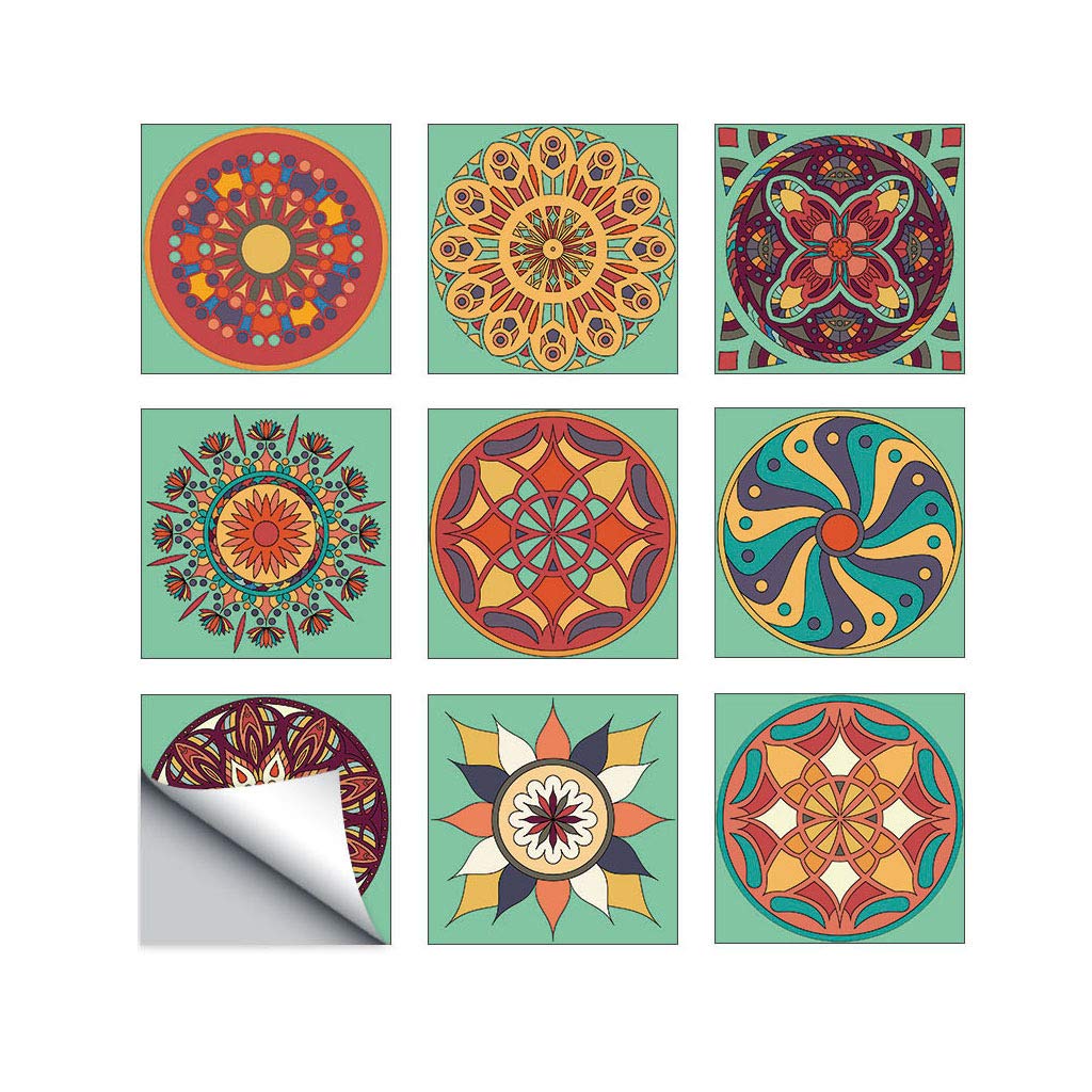 AILEGOU Waterproof Vinyl Wall Tiles Sticker for Home Decor, Self-Adhesive Peel and Stick Backsplash Tile Decals for Kitchen Bathroom Decor, 6x6inch 9 Pcs.(ZTHZ-14)
