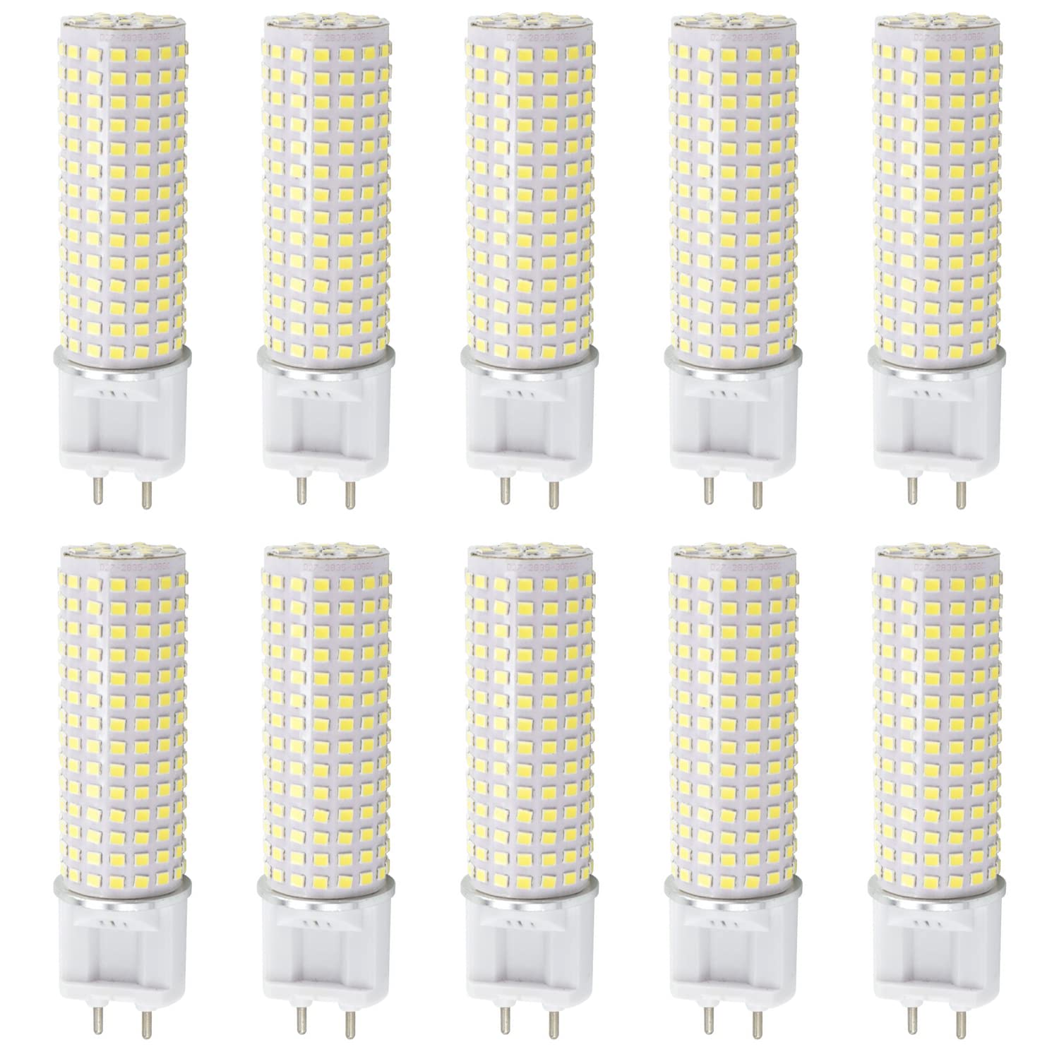 RYTM 10-Pack LED G12 Bulbs G12 Bi-Pin Base Corn Light Bulb 10 Watt 1500LM 15 Watt 2200LM 20