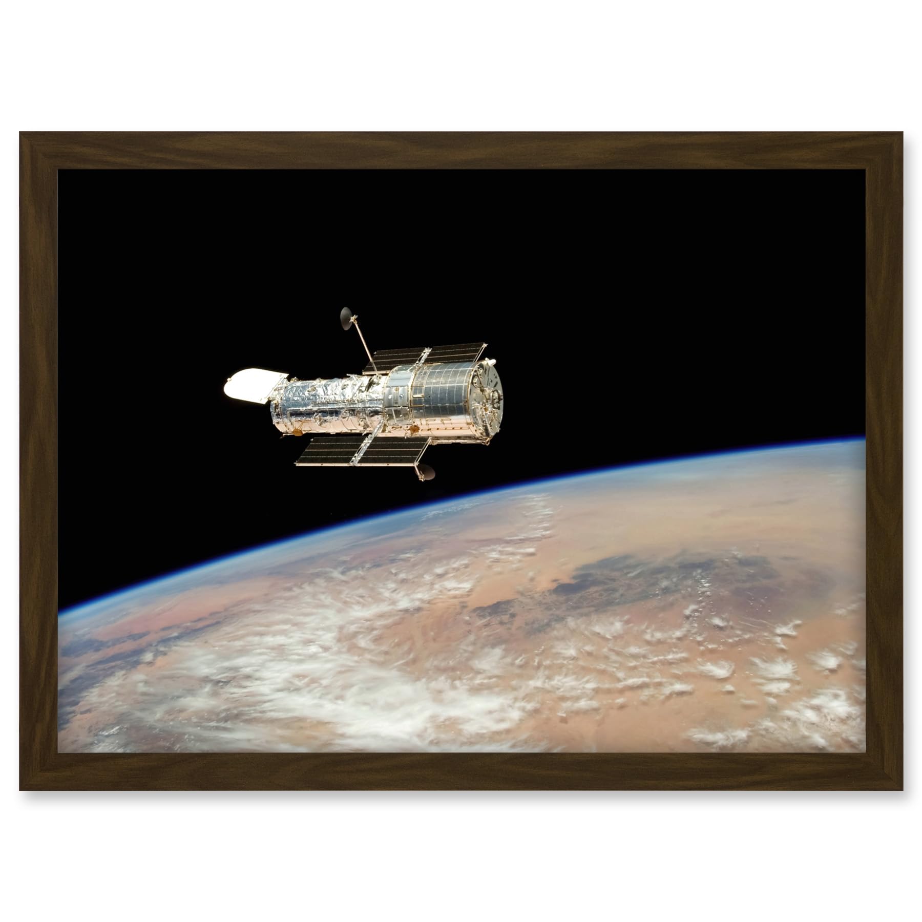 Artery8 Hubble Space Telescope Image The Hubble's Final Release Over Earth By Space Shuttle Atlantis Crew In 2009 Servicing Mission 4 Artwork Framed A3 Wall Art Print