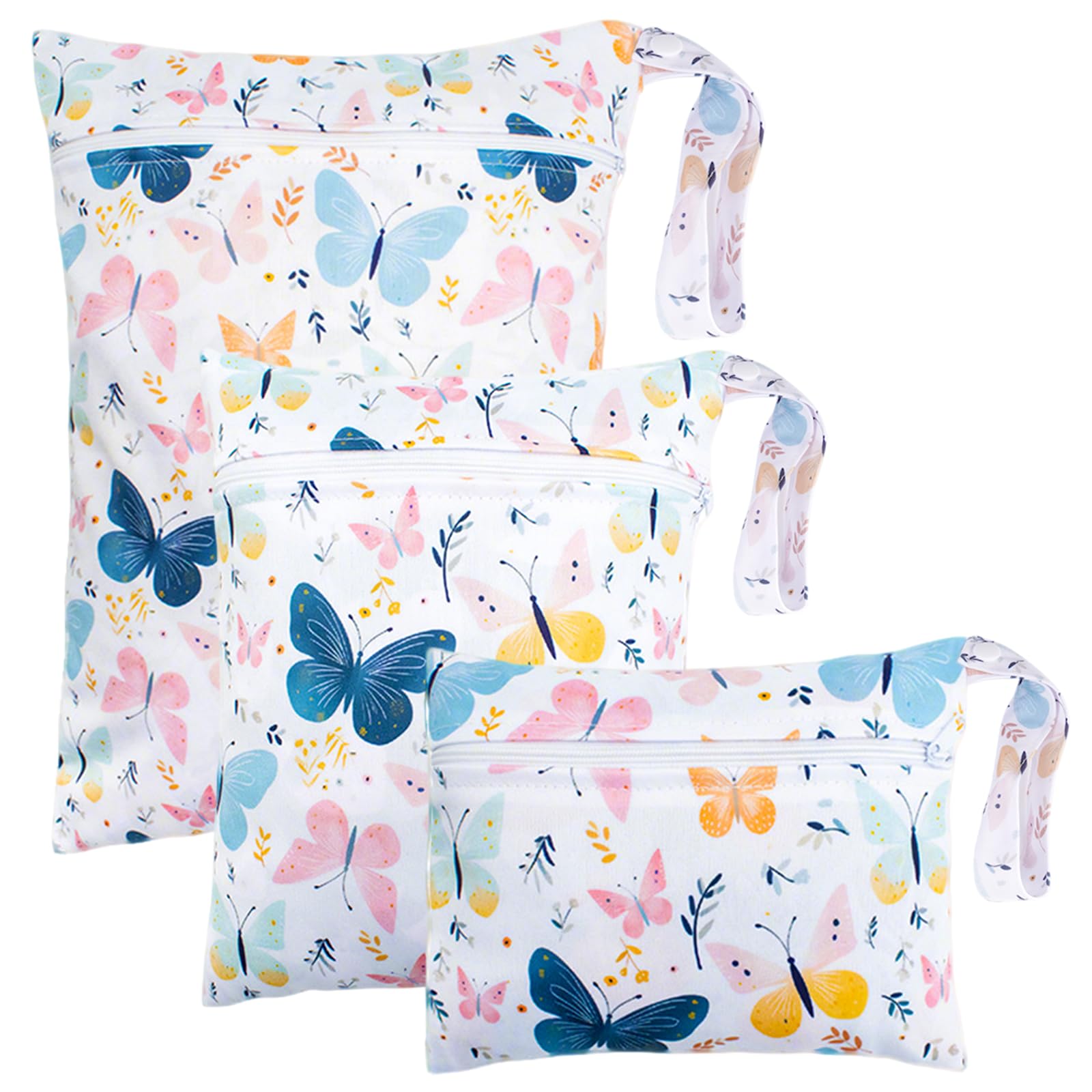 3 Pièces Sacs à Couches Lavables, 3 Tailles Wetbag, Sac Maillot de Bain Mouillé avec Poignée, Sac Étanche Couche, Imperméable et Lavable, pour Vêtements, Affaires Bébé, Natation, Voyage, Plage