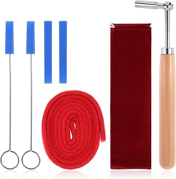 9 Pcs Professional Piano Tuning Kit with Case Piano Tuner Wrench Hammer Rubber Mutes Set Tuning Lever Tools for Beginner, Professional Tuner