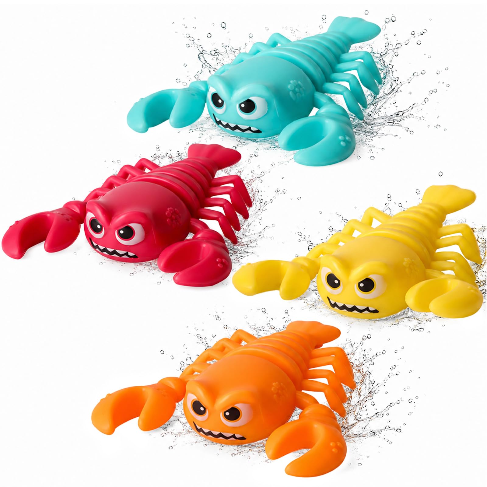 HOMAVEL 4Pcs Diving Toys,Pool Game,Water Play Sinking Lobster Figures for Bath Tub,Beach Party,Underwater Activity,Outdoor Summer Party Supplies,Water Game Gift Set,Easy Grab Design,Outdoor Fun