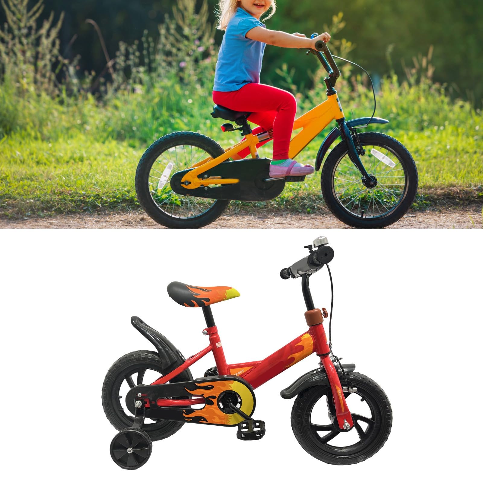 Amazon.co.jp: 12インチキッズバイク、レッド高炭素鋼フレーム