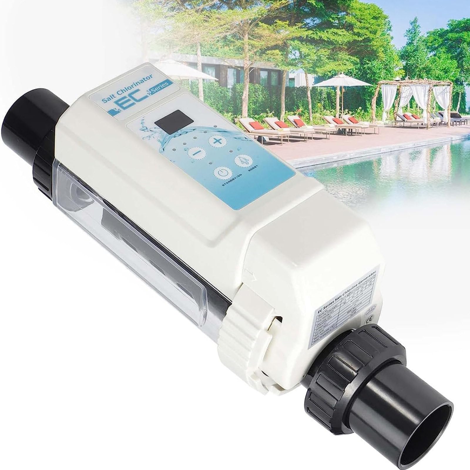 Système d'Électrolyse Au Sel, Cellule d'Électrolyse Au Sel, Chlore Générateur, Électrolyseur, Électrolyseur De Chlore pour Piscines, Chlorateur Au Sel,20g/h(≤85m³)