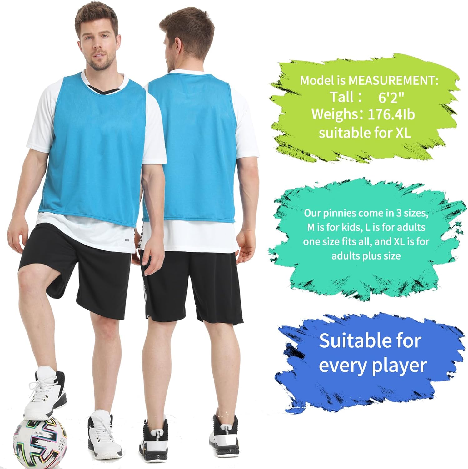 12/24/48PCS Pinnies Youth Team Pennies for Sports Kids and Scrimmage Vests for Soccer Basketball Jersey Practice