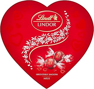 Lindt Lindor Heart Milk Chocolate Truffles Box - Approx 16 balls, 200g - Chocolate Truffles with a Smooth Melting Filling - Great Gift - Valentines Day Gift for Him or Her