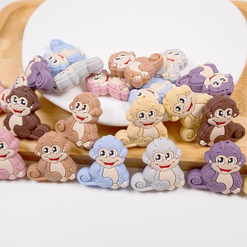 Miniatura 5 de 21 cuentas de silicona de animales con diseño de mono de dibujos animados, cuentas focales de silicona para hacer joyas, collares, pulseras,