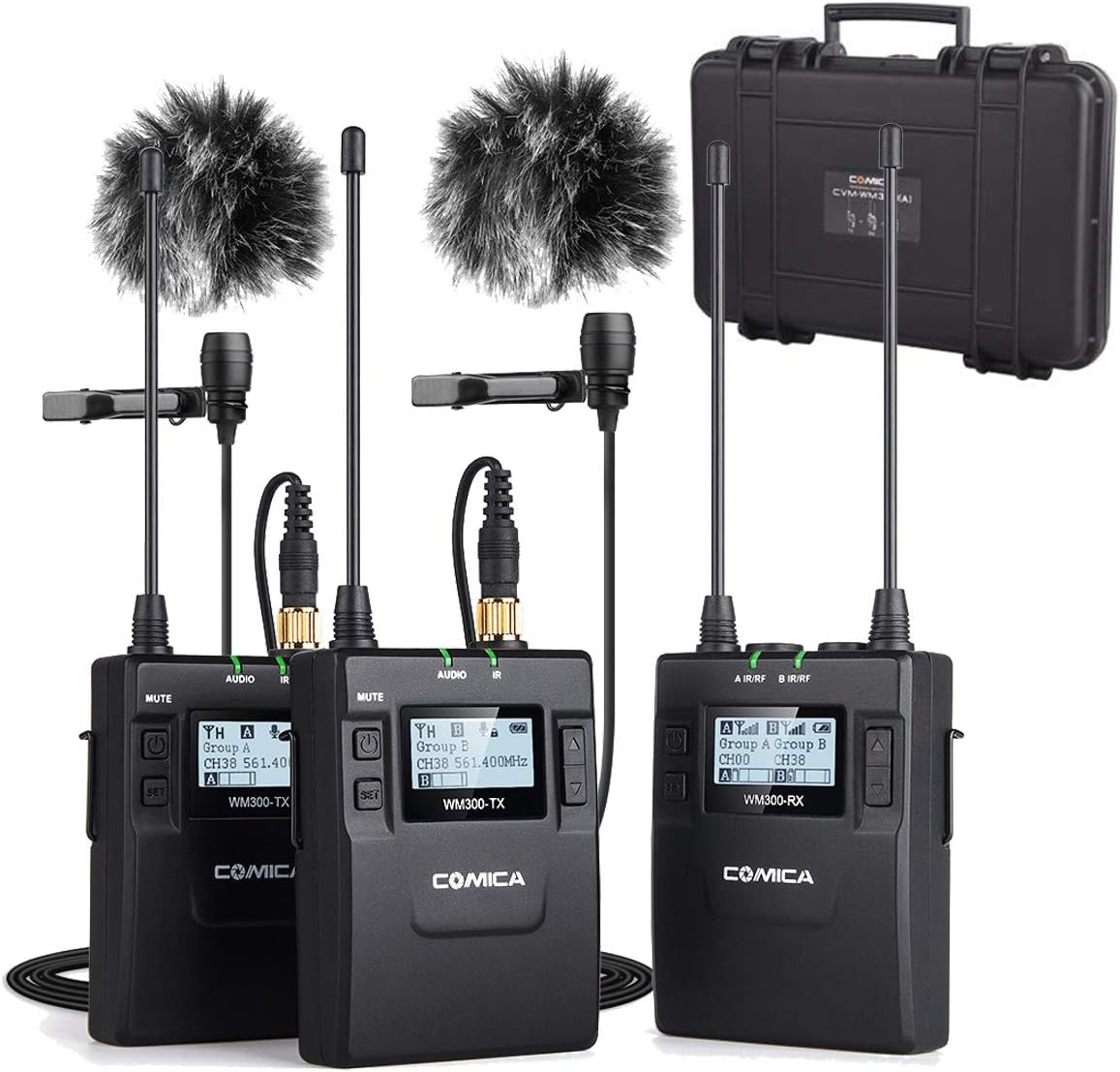 Professional Wireless Omnidirectional Lavalier Lapel Microphone System with 48 Optional Channels for Canon Sony Nikon Panasonic DSLR ENG EFP DV Video Camera … (CVM 300A)