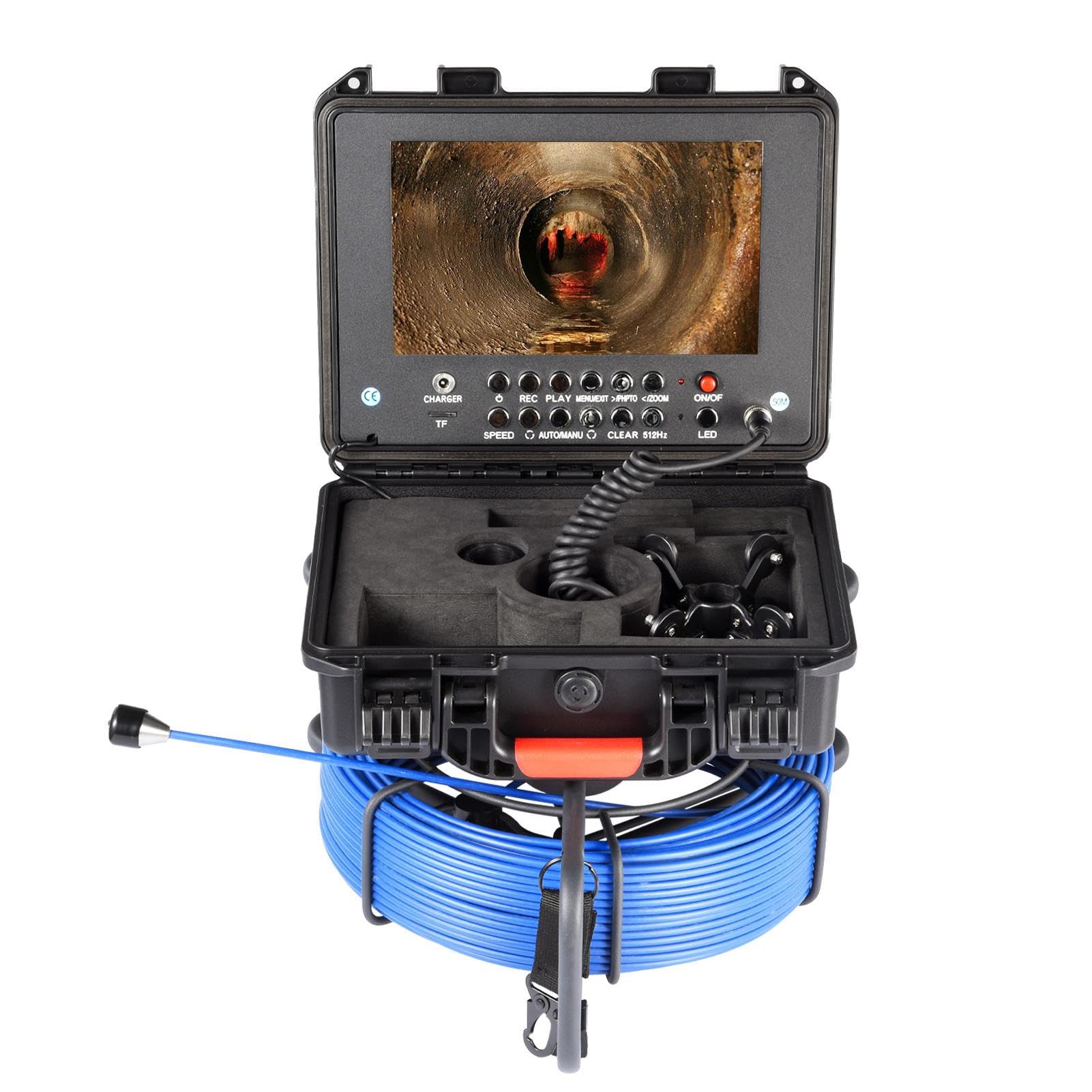 Snake Camera | Auto-Leveling Duct and Pipe Snake Camera with 512Hz Locator - 30m Cable Drain Pipe Cameras, Sewer Inspection Camera for Machinery, Sewers, Pipelines