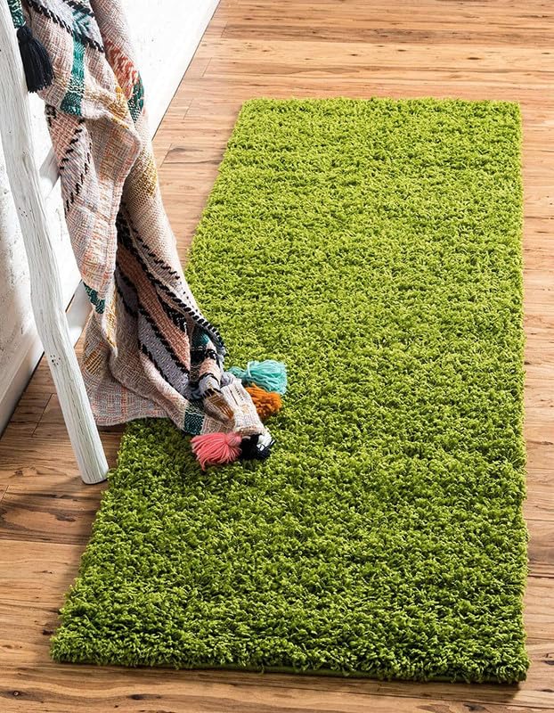 Image of Shaggy Area Rug - Extra Plush Luxury Carpet, Super Soft & Cozy Feel| Perfect for Living Room, Bedroom, and Stylish Home Decor- Green (3 x 5 ft)