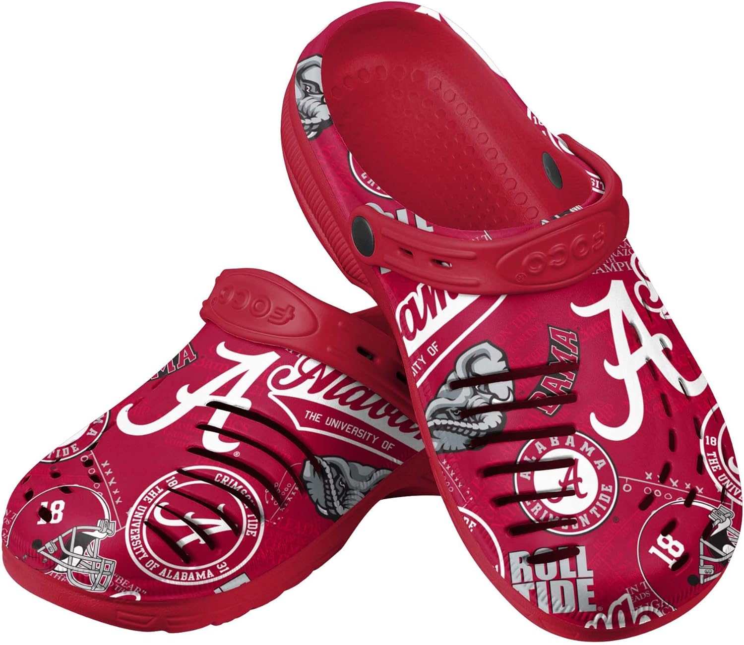 FOCO NCAA Mens NCAA College Team Logo Garden Water Sandals Shoes Slipper Clogs with Stap