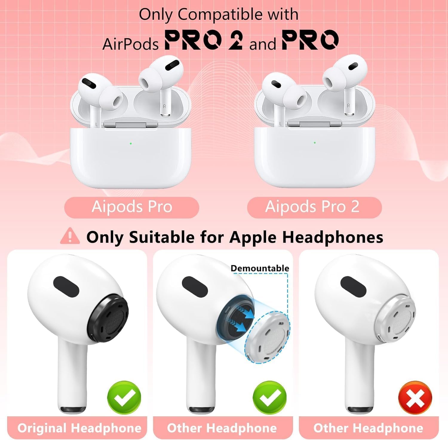 Amazon.com: 4 Pairs Replacement Ear Tips for AirPods Pro 2nd/1st