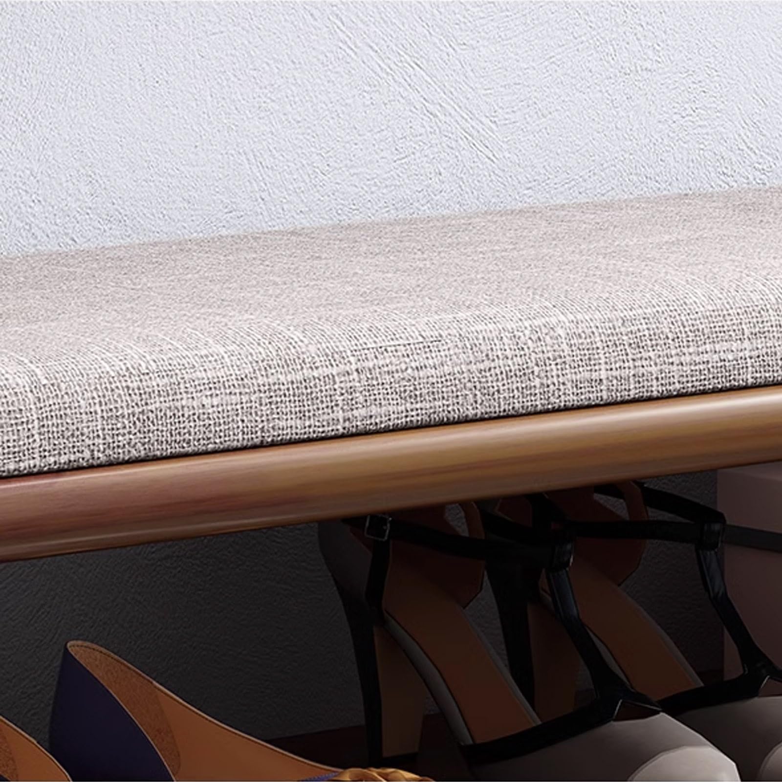 Banco Zapatero Entrada Recibidor Hecho de Madera Maciza Estable y Portadora con Cojín 2 Estantes Abiertos para Entrada, Pasillo, Baño(Brown,103 * 35 * 45cm)