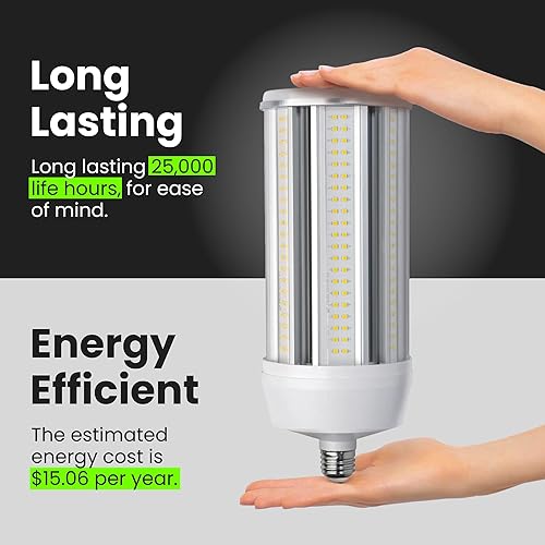 Miniatura 7 de Feit Electric Bombilla LED C150005KLED, equivalente a 750 vatios, 125 W, no regulable, alto brillante, 15000 lúmenes, mazorca de maíz para patio,