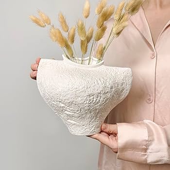 Amazon.com: KetosKun White Ceramic Vase, Modern Farmhouse Style