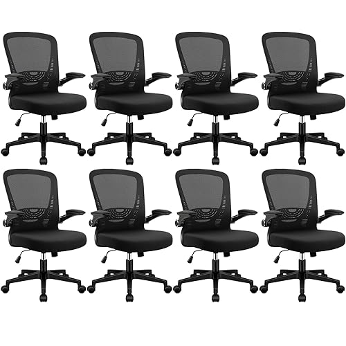 CLATINA Desk Chairs with Wheels, Flip Up Arms Ergonomic Mesh