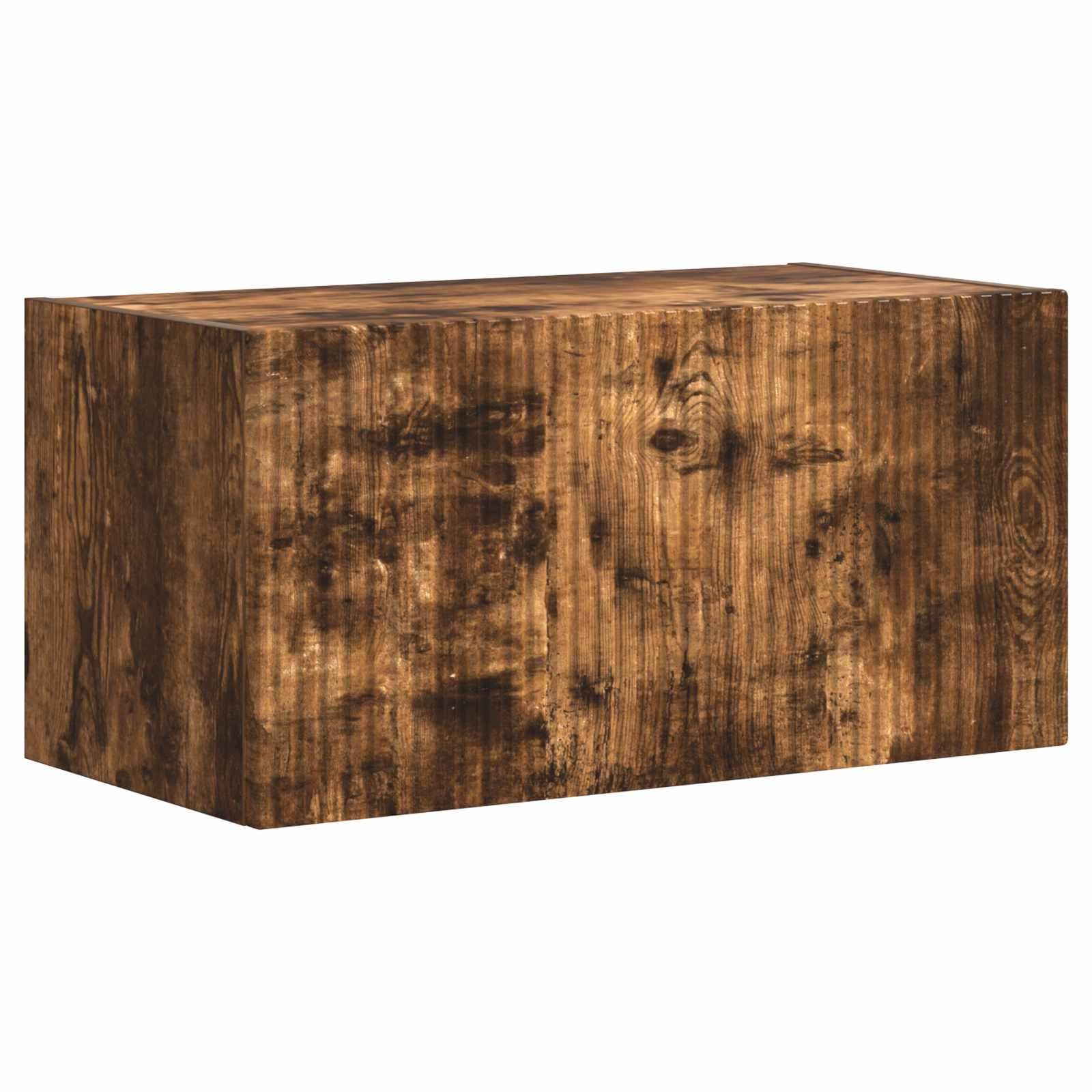 8-TLG. TV-Schrankset Wohnwand aus Holzwerkstoff, Geräucherte Eiche, Modernes Media-Center für Wohnzimmer, Wandregal-Set mit Stauraum für TV, Technik und Deko, 31x30x60cm & 60x31x29,5cm