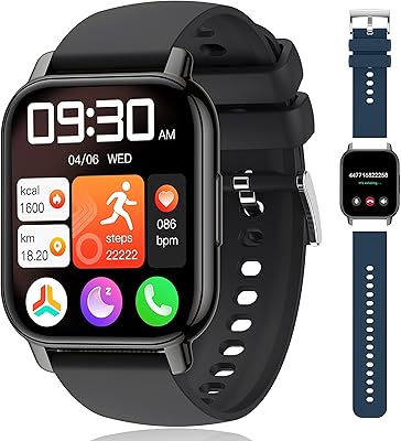 Popglory Smart Watch Call Receive/Dial, 1.85'' Smartwatch with AI Voice Control, Blood Pressure/SpO2/Heart Rate Monitor, F...