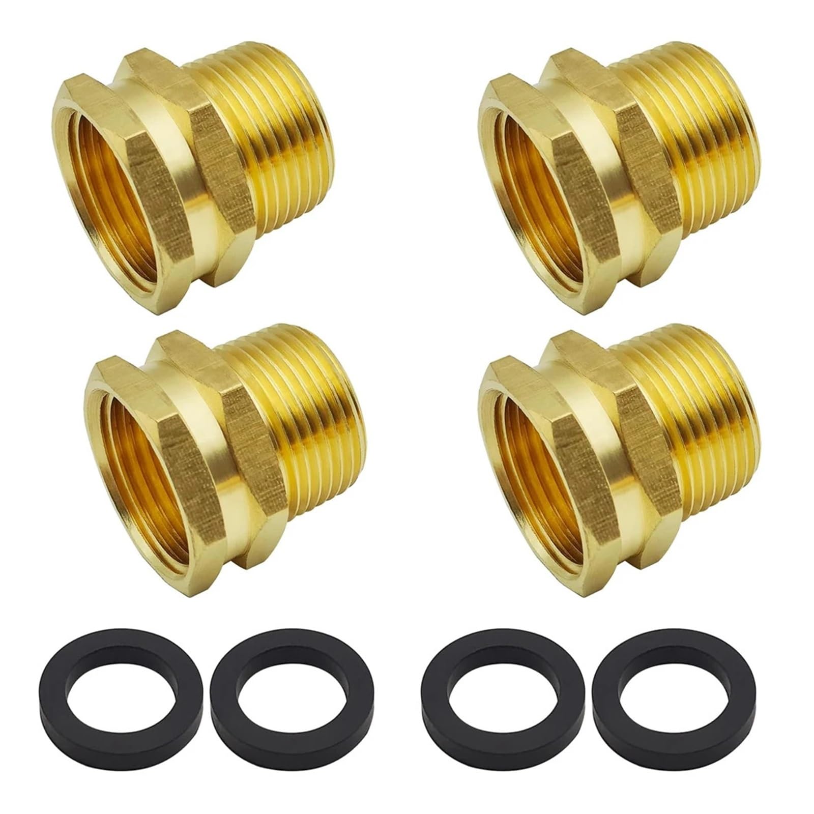 Adaptador de manguera de jardín de latón de 3/4 pulgadas GHT hembra a NPT macho para grifos y mangueras, juego de 4 piezas para una fácil limpieza y fijación