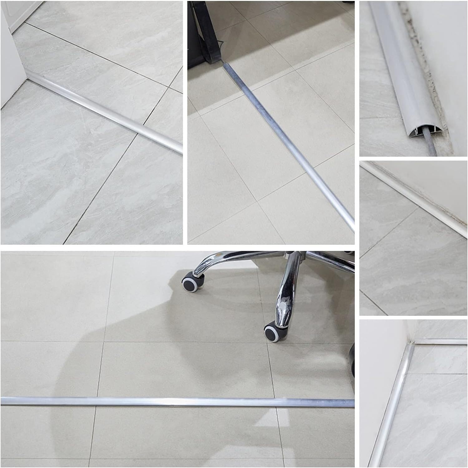 Strisce for nascondere cavi da pavimento, protezioni for cavi/passacavi in ​​argento bianco nero oro argento Spegnicavi adesivi for gestione cavi in ​​metallo for computer Copricavo(White,47.1mm)