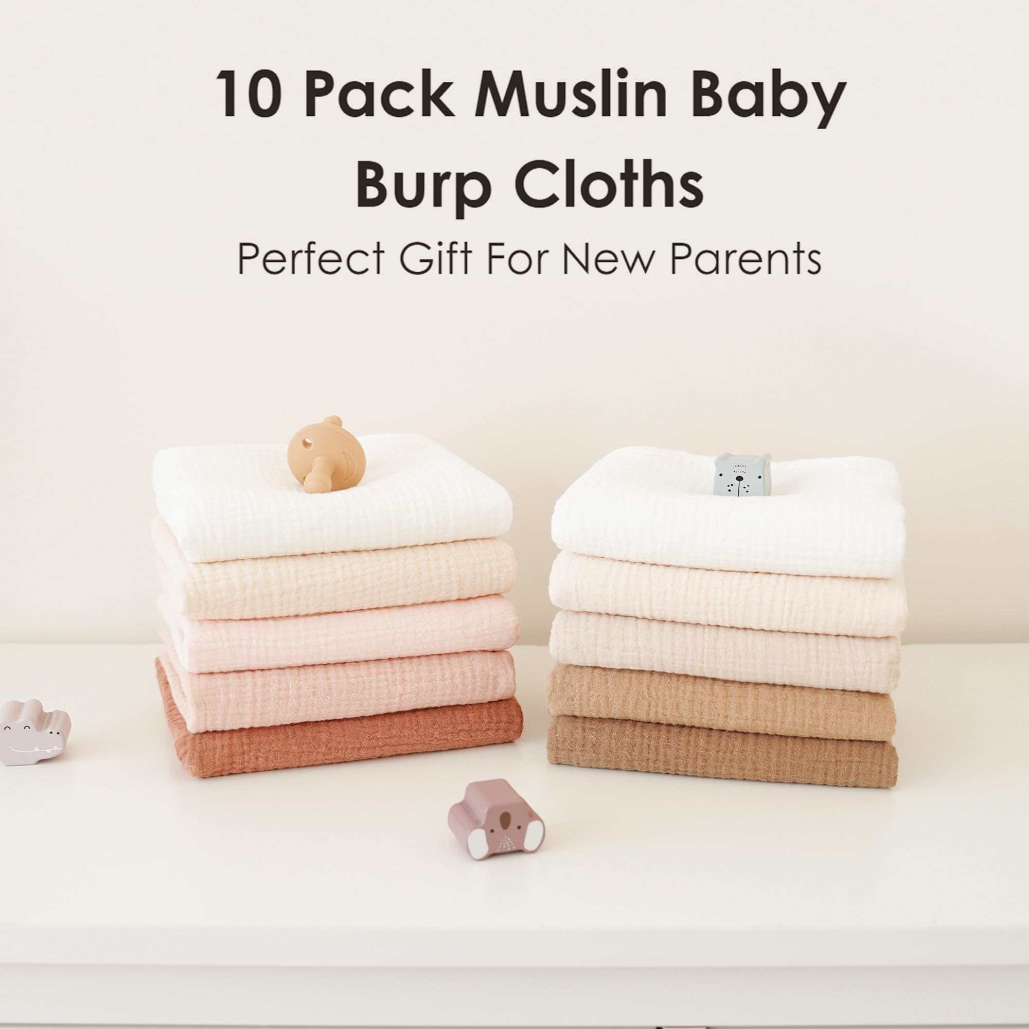 MairMore Musselin-Spucktücher, 100 % Baumwolle, Baby-Spucktücher für Jungen und Mädchen, neutrale Handtücher für Neugeborene, große saugfähige Windeln