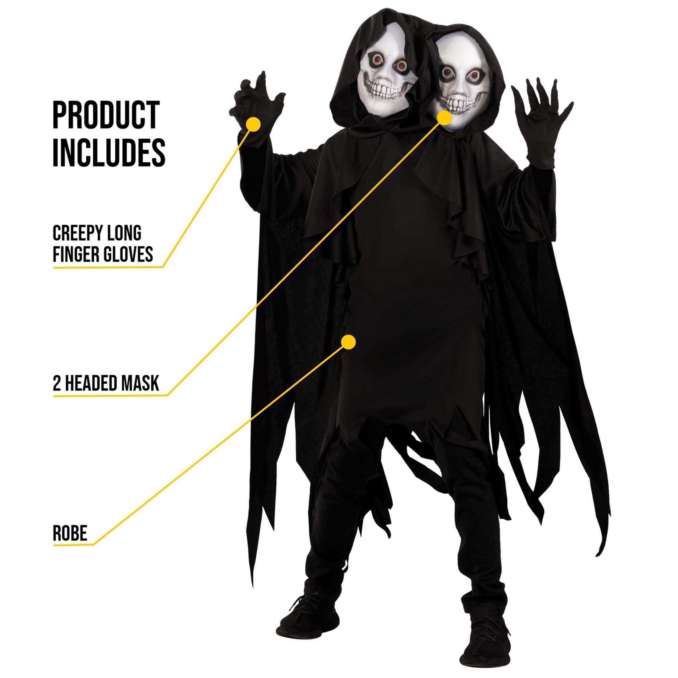 Morph Kinderkostüm Sensenmann, Gruseliges Halloween Outfit, Perfekt für Horror und Karneval