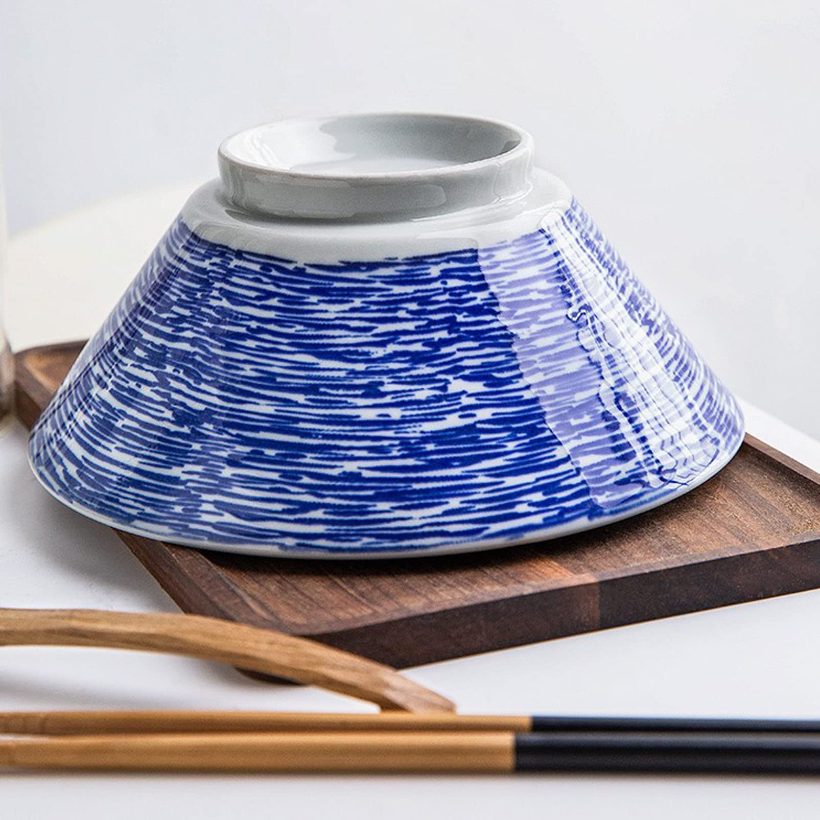 Tazón de cerámica para Ramen, tazón Multiusos de Porcelana Fina para Sopa, Cereales, arroz, Udon y soba, tazón japonés Grande para Fideos, Azul y Blanco