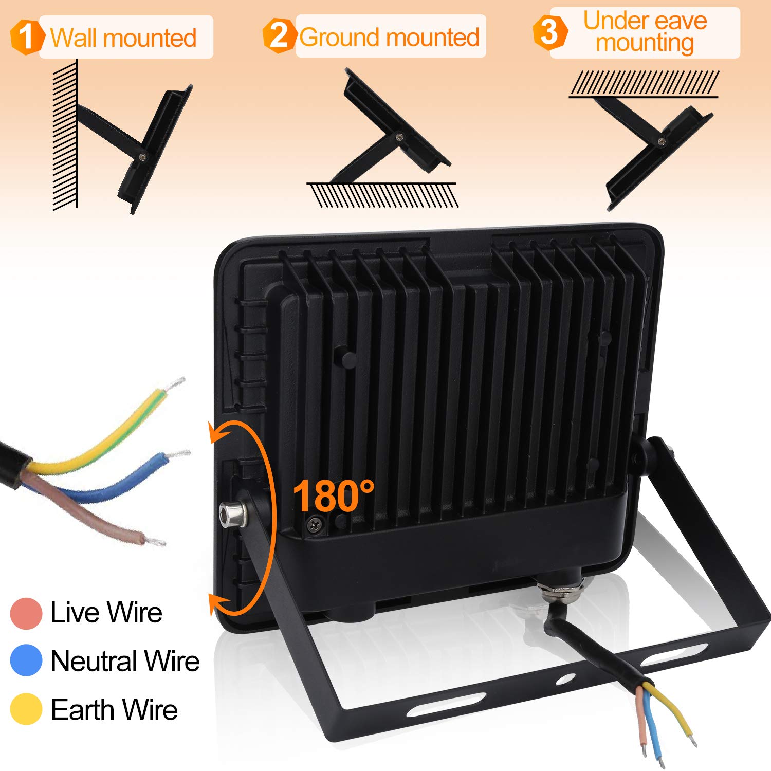 5x100W LED Scheinwerfer, Außenstrahler IP66 Wasserdicht, 8500LM Superhell 6000K Kaltweiß Flutlicht für Baumlicht Rasenlampe (Kein Stecker)