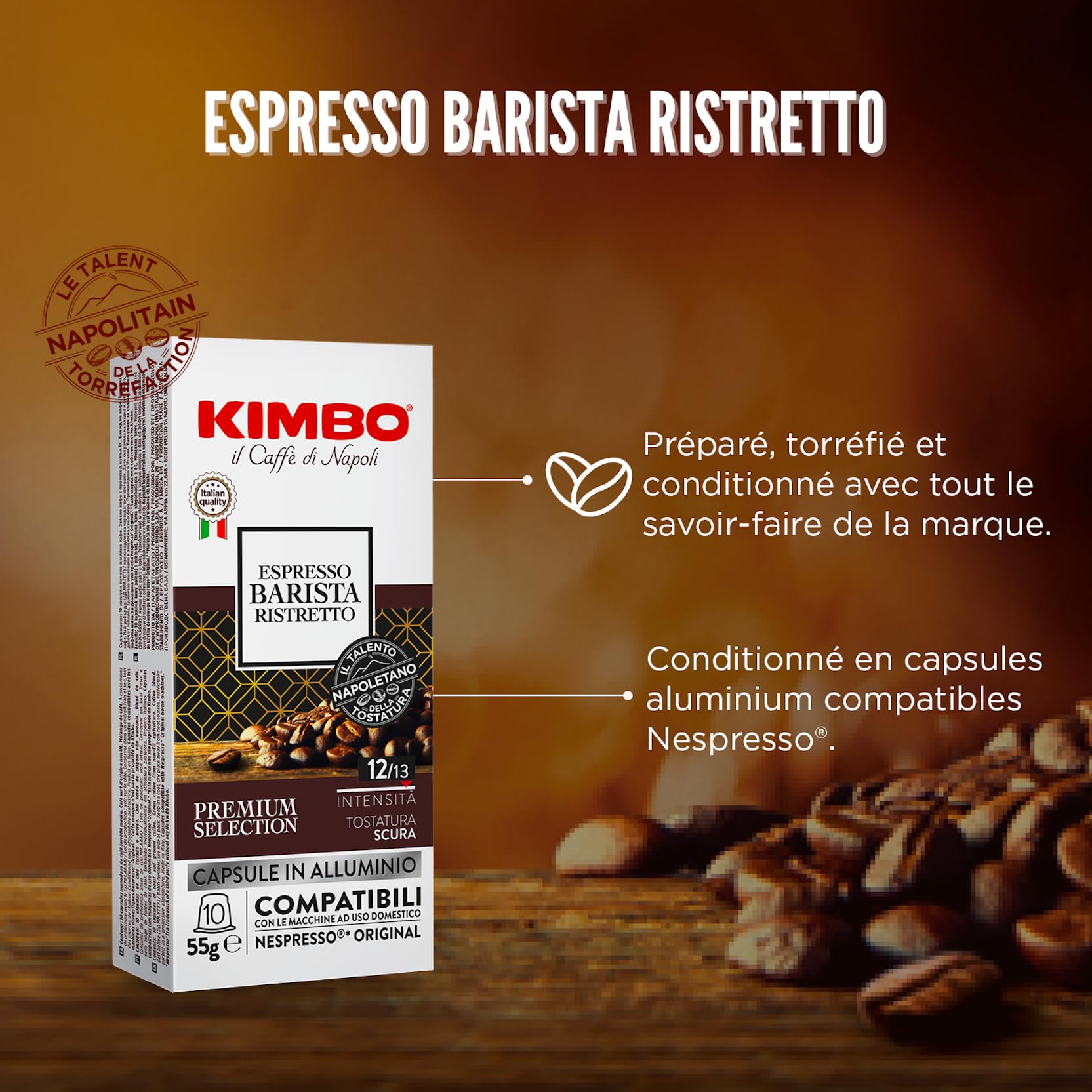 Kimbo Capsule Compatibili Nespresso* Original in Alluminio - 400 Capsule - Espresso Barista Ristretto - 40 Confezioni da 10 Capsule