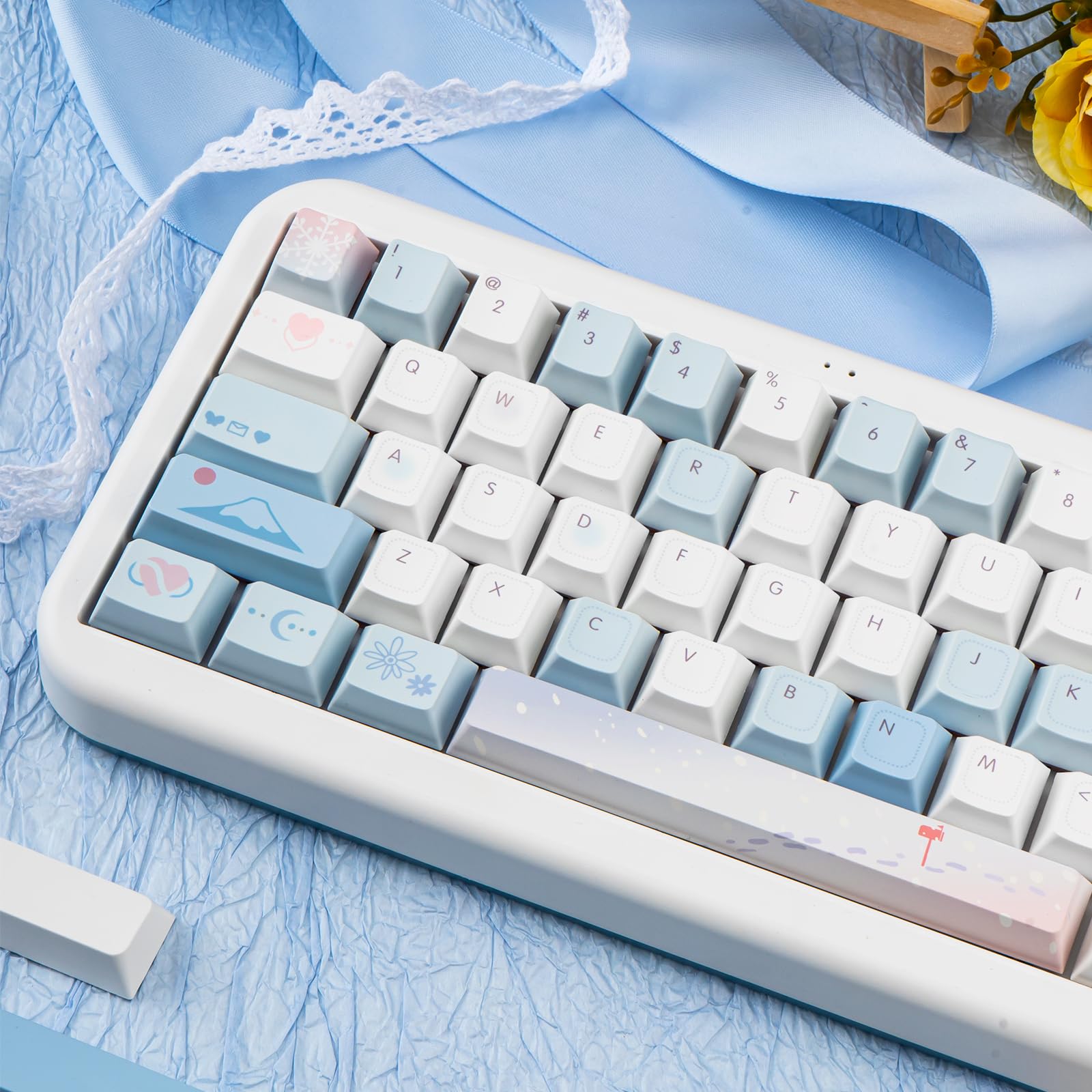 ♡専用♡ Amazon.com: COOMICKEY Keycaps, White Blue Keycaps 60 65 75 Percent