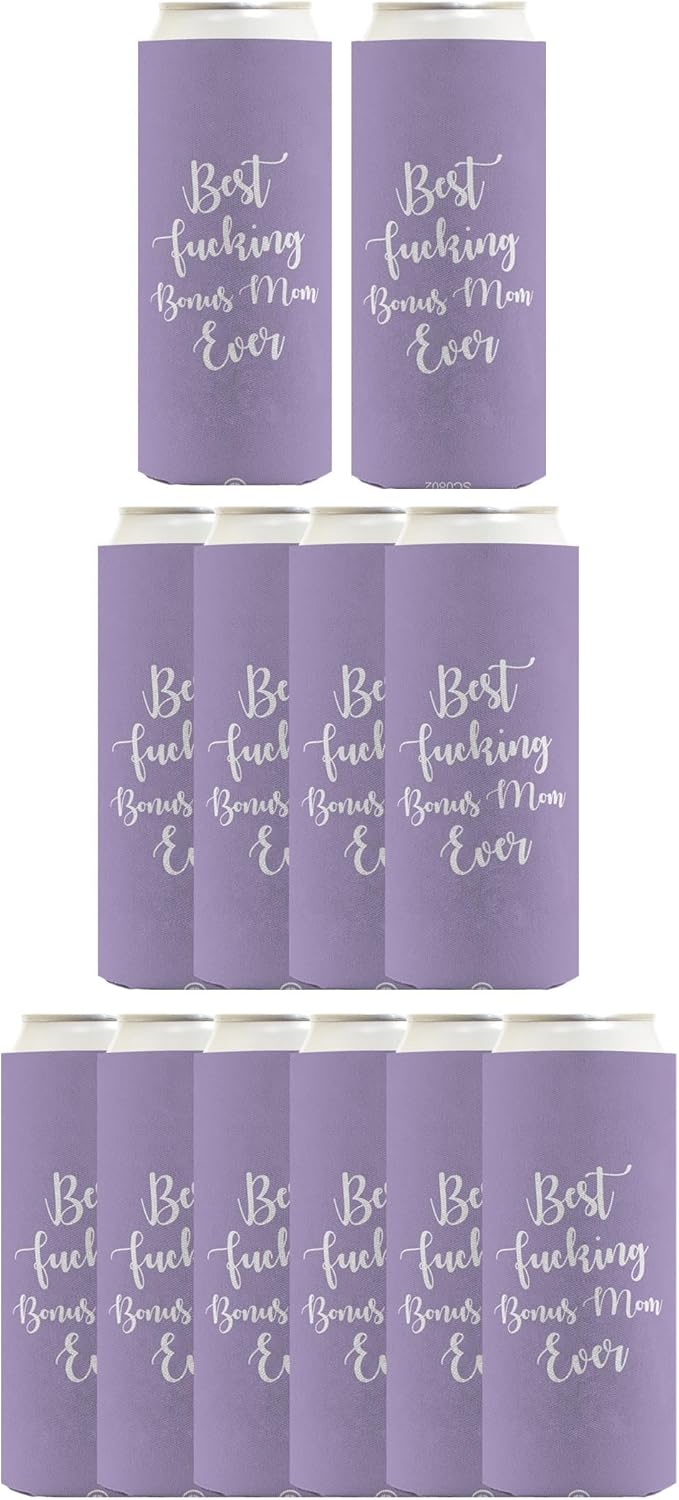 Funny Gift For Step-Mom The Best F-ing Step-Mom Ever 12-Pack Ultra Slim Can Thermocoolers